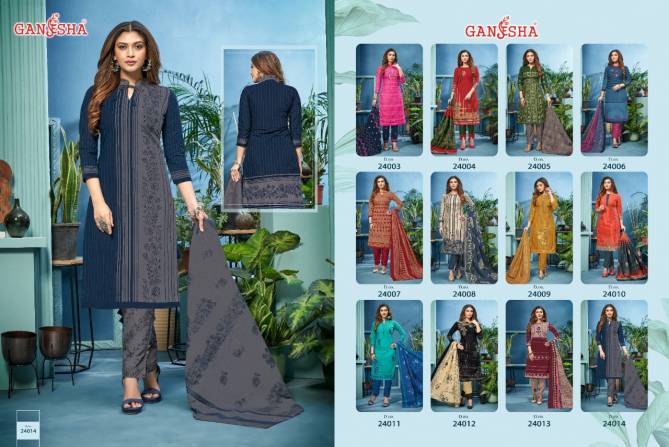 Ganesha Patiyala 24 Latest Designer Casual Regular Wear Printed Cotton Dress Material Collection
